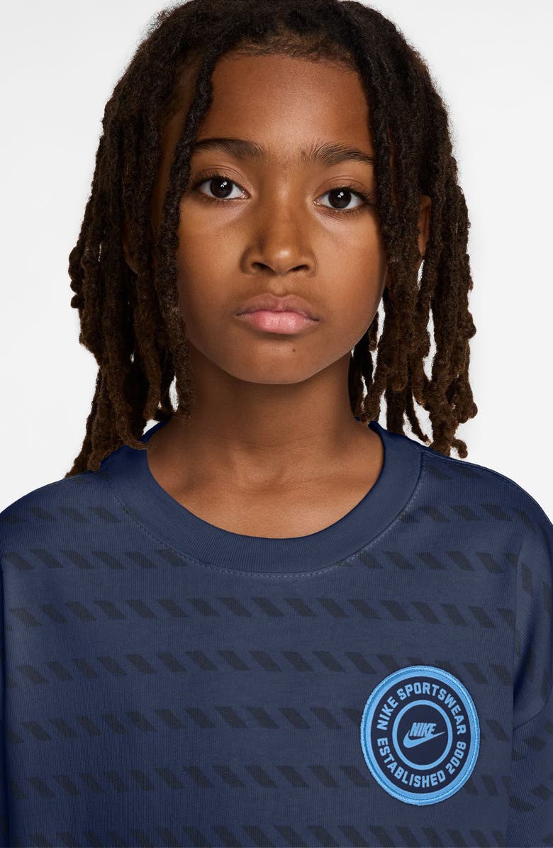 Nike Kids' Sportswear Max90 Broken Stripe Cotton T-Shirt, Alternate, color, Midnight Navy