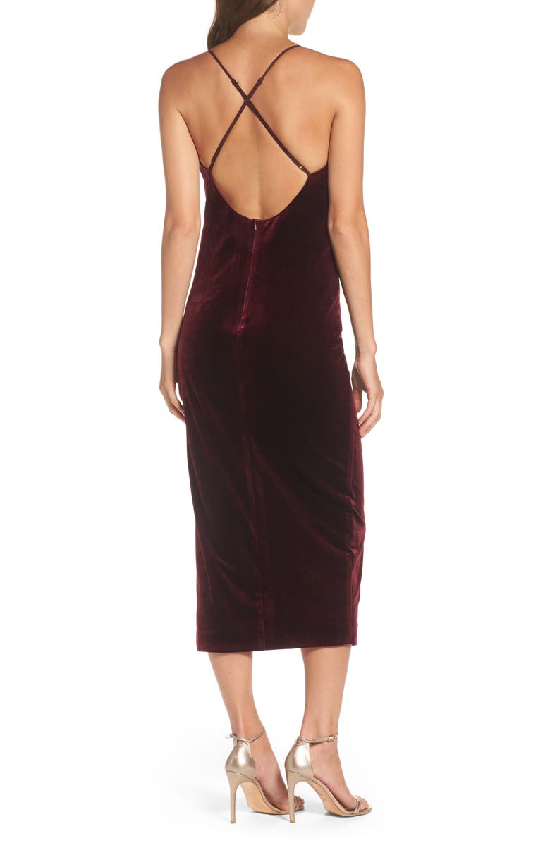 Bardot Raven Velvet Slipdress, Alternate, color, 