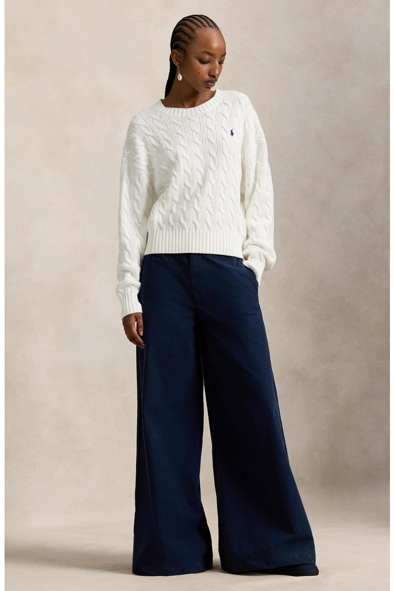 Poplin Wide Leg Pants, Alternate, color, NAVY