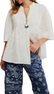Free People Willow Pintuck Cotton Button-Up Shirt