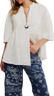 Free People Willow Pintuck Cotton Button-Up Shirt