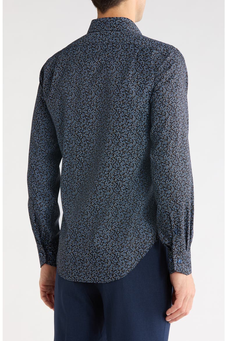 Trim Fit Floral Print Dress Shirt, Alternate, color, NAVY