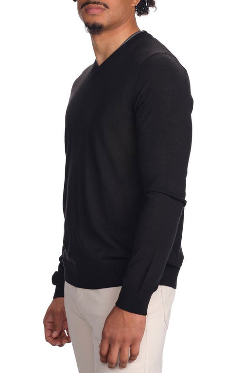 Studio Garnet Los Angeles Merino Wool V-neck Pullover In Black