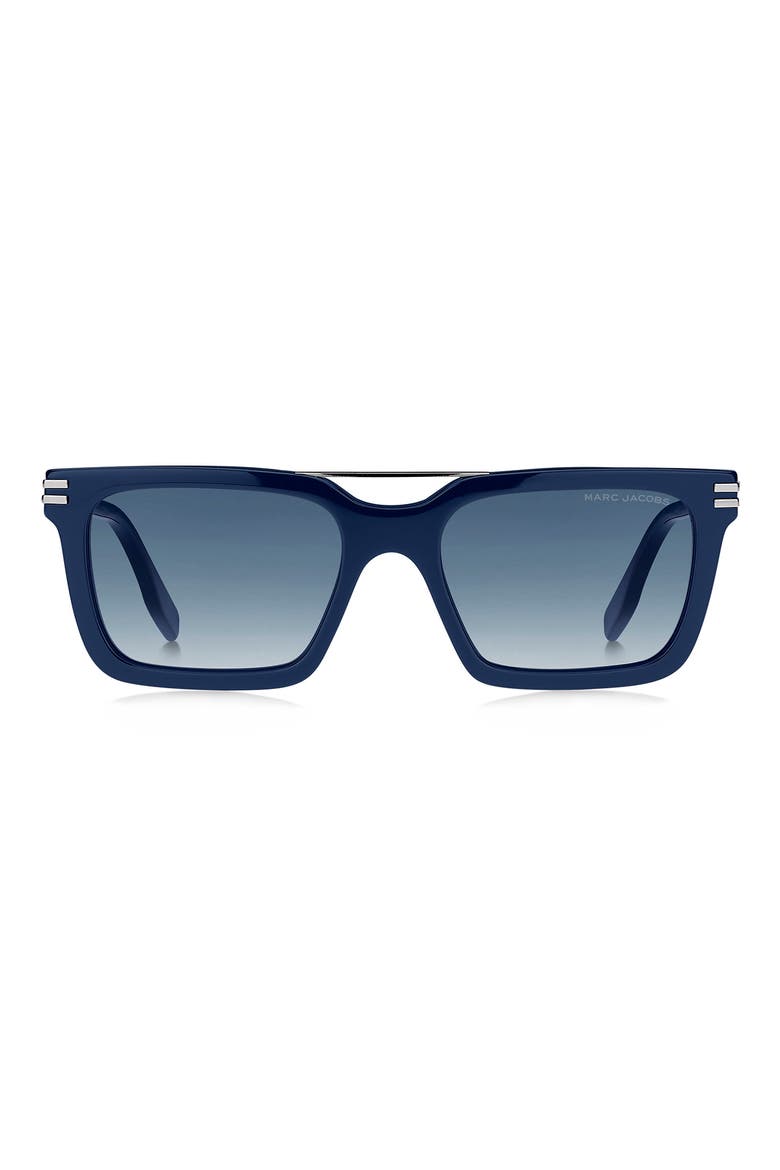 54mm Gradient Rectangular Sunglasses, Main, color, BLUE / BLUE SHADED