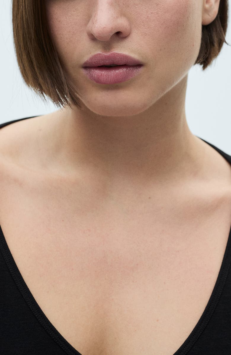 MANGO Fitted V-Neck Long Sleeve Top, Alternate, color, 