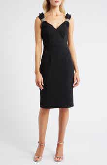 Eliza J V-Neck Embellished Bow Sheath Dress