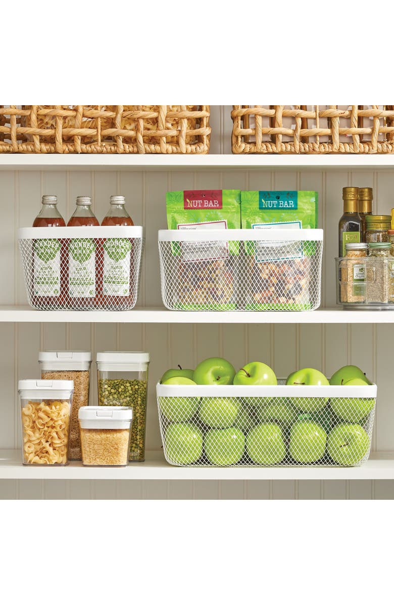 mDesign Metal Mesh Pantry Basket for Kitchen Organization and Storage - Set of 2 - White, Alternate, color, White