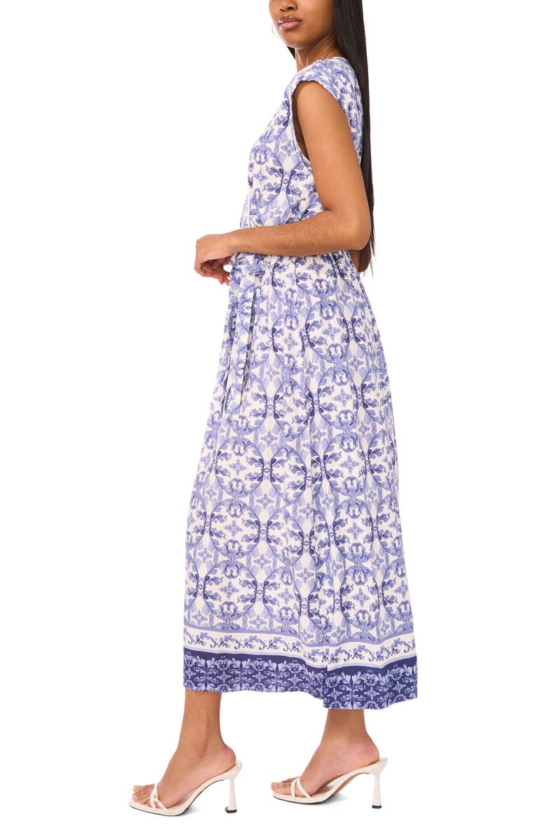 Halogen<sup>®</sup> Floral Cap Sleeve Tie Waist Maxi Dress, Alternate, color, Blue Multi