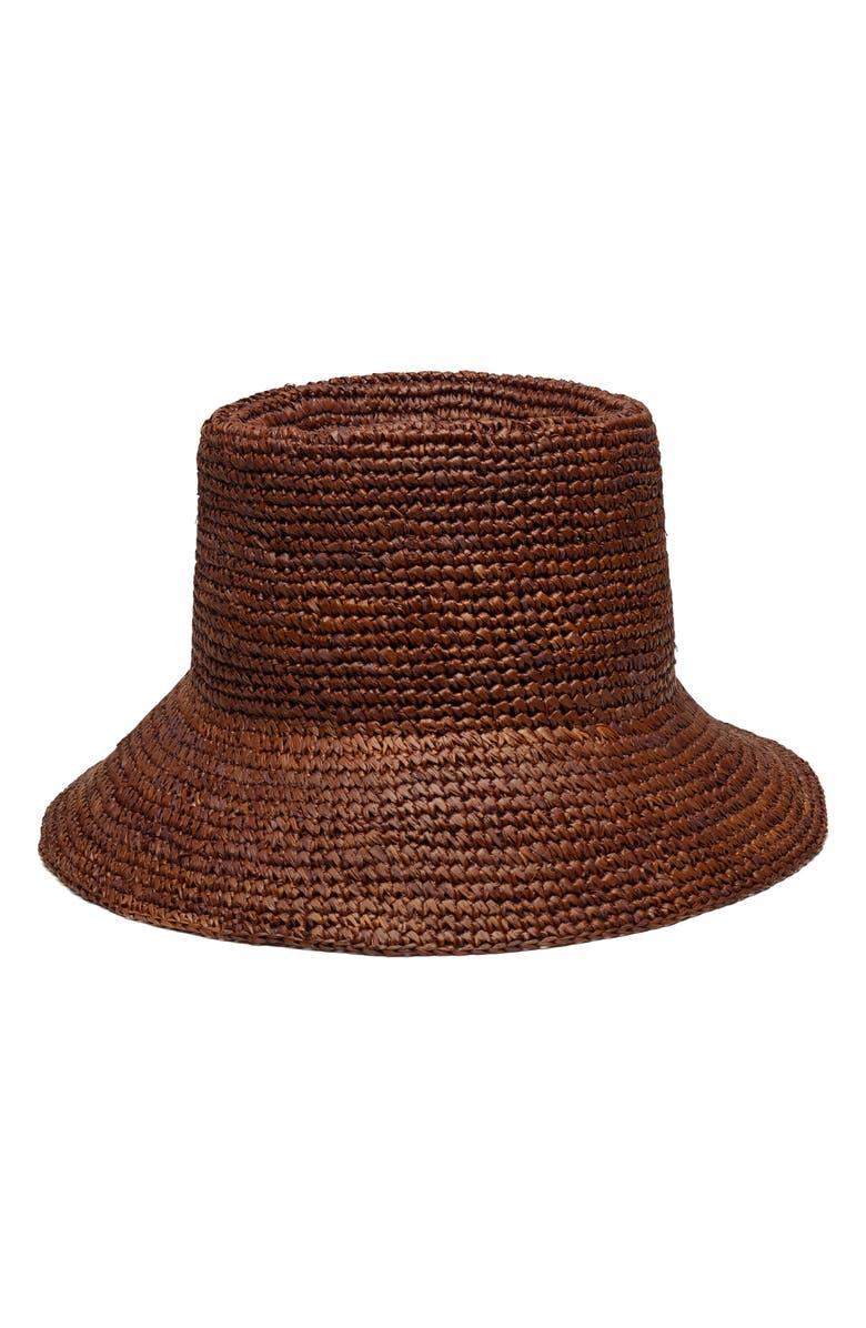 Wyeth Tali Straw Bucket Hat, Alternate, color, Chocolate