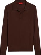 ISAIA Long Sleeve Wool, Silk & Cashmere Polo Sweater