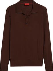 ISAIA Long Sleeve Wool, Silk & Cashmere Polo Sweater