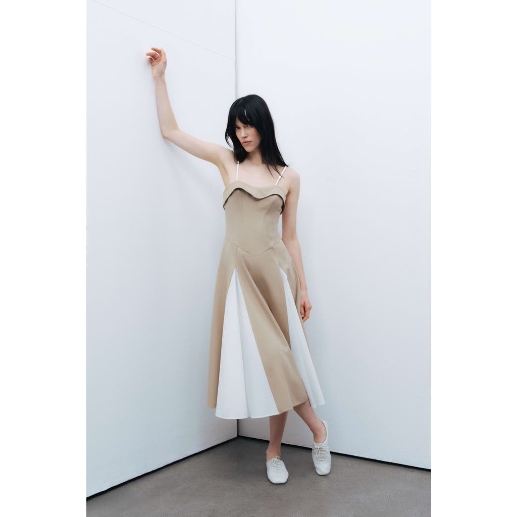 Shop Nocturne Corset Look Dress In Beige