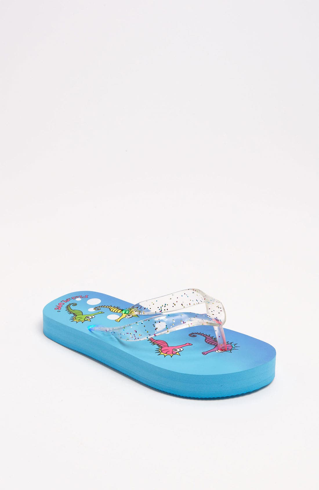 'Seahorse Lights' Flip Flop, Main, color, TURQUOISE