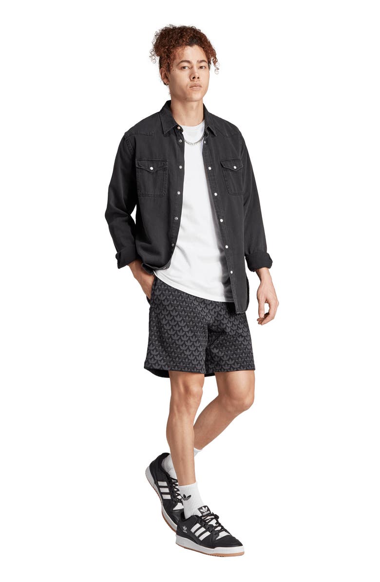 adidas Originals Monogram Cotton French Terry Shorts, Alternate, color, 