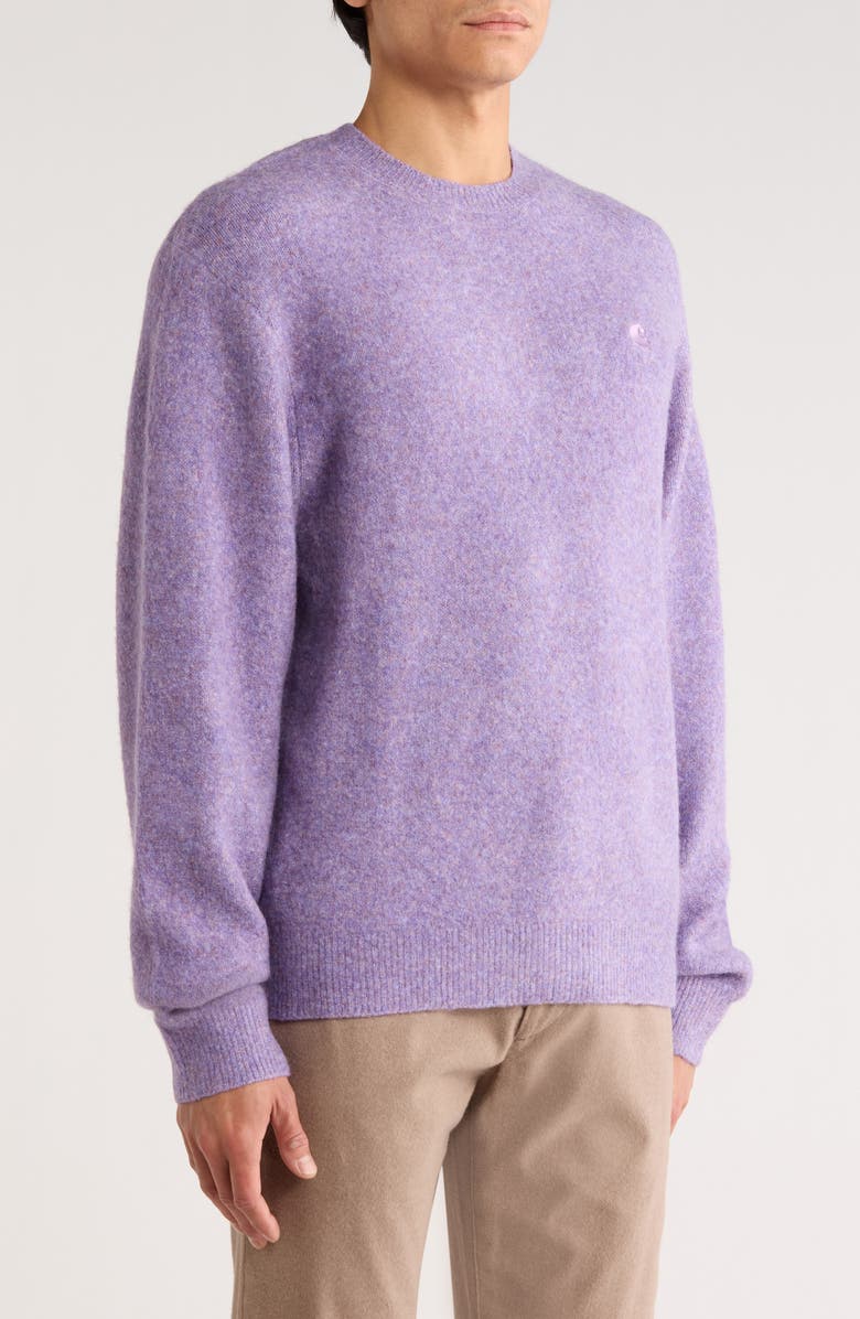 Carhartt Work In Progress Curtis Heathered Crewneck Sweater, Alternate, color, Tangled Phlox
