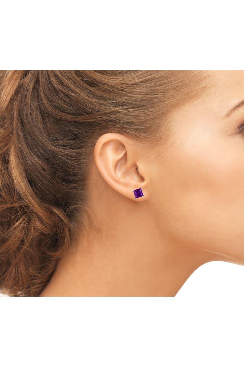 Sterling Silver Purple Square Earrings, Alternate, color, Purple