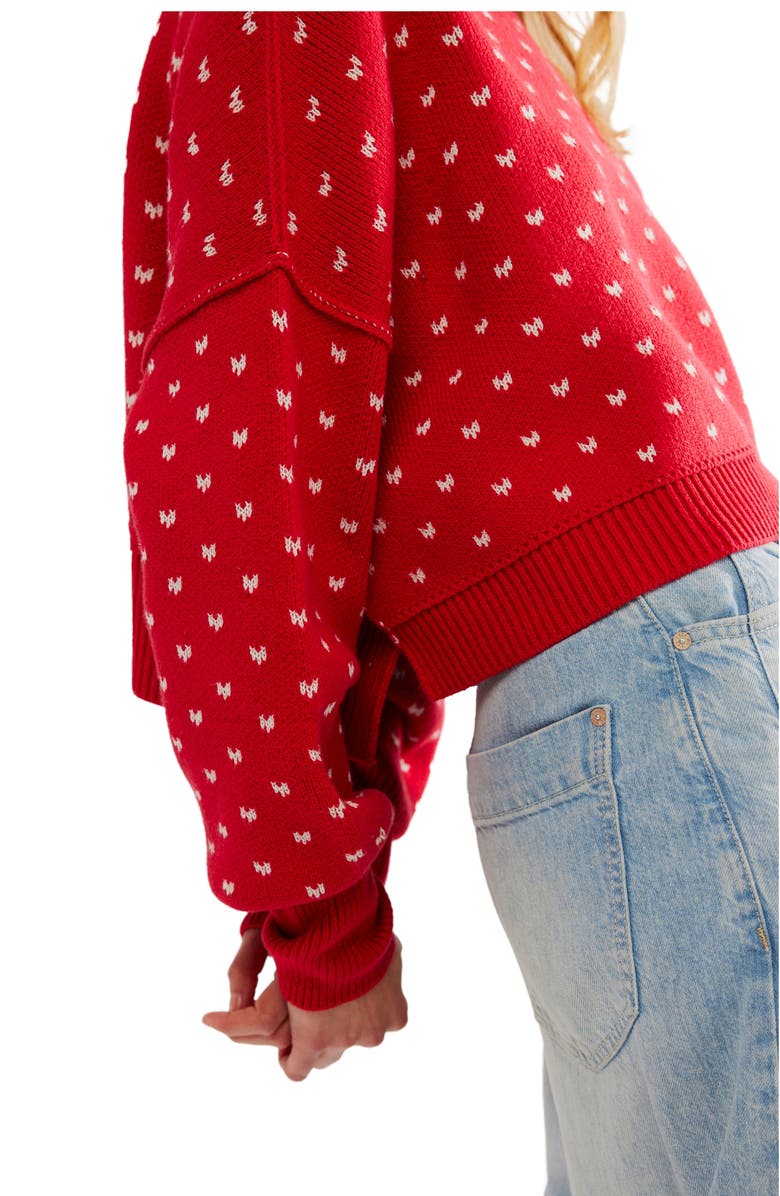 Free People Easy Street Oversize Crop Sweater, Alternate, color, Red Combo