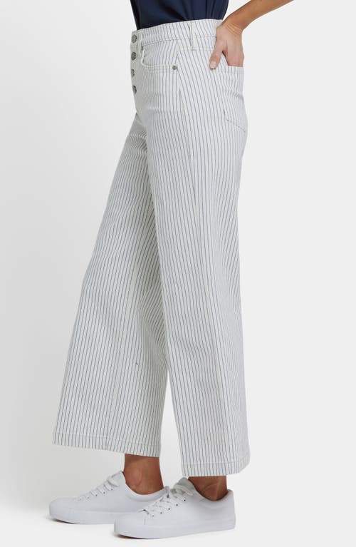 Nydj Teresa Stripe Exposed Button Ankle Wide Leg Jeans In Brown