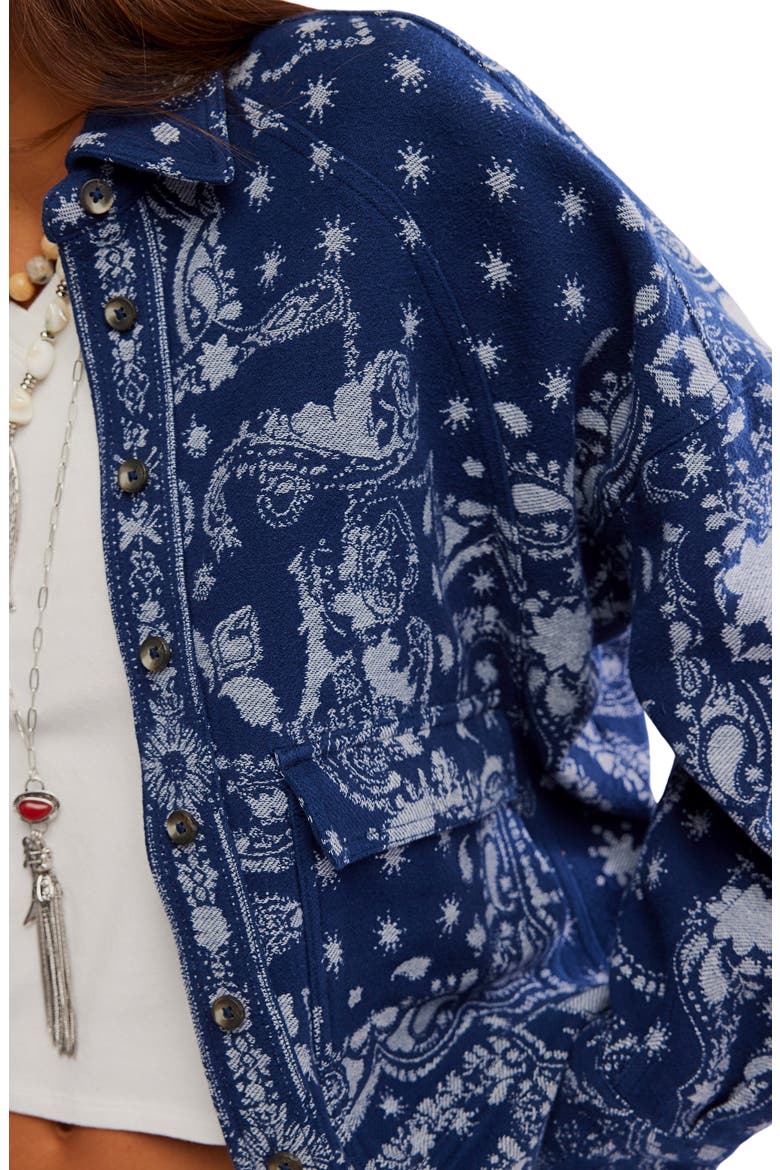 Bandana Jacquard Shirt Jacket, Alternate, color, INDIGO COMBO
