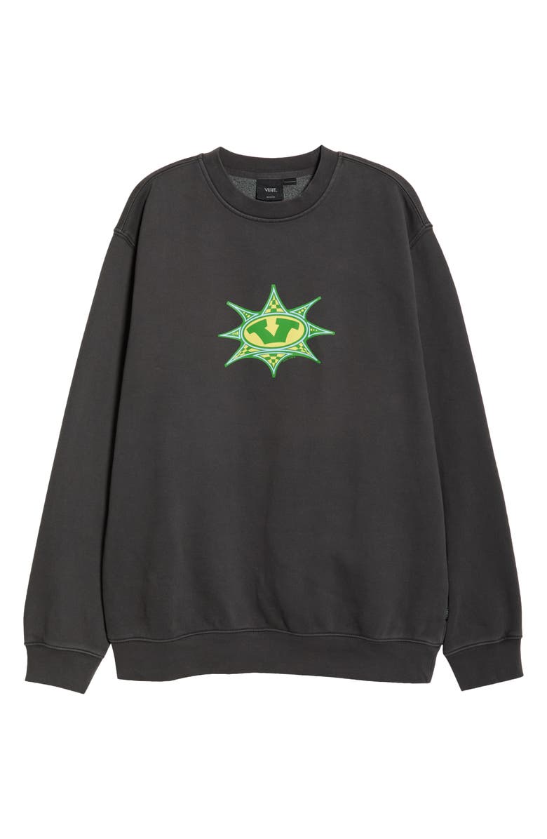 Vans Star Checker Fleece Crewneck Sweatshirt, Alternate, color, Black