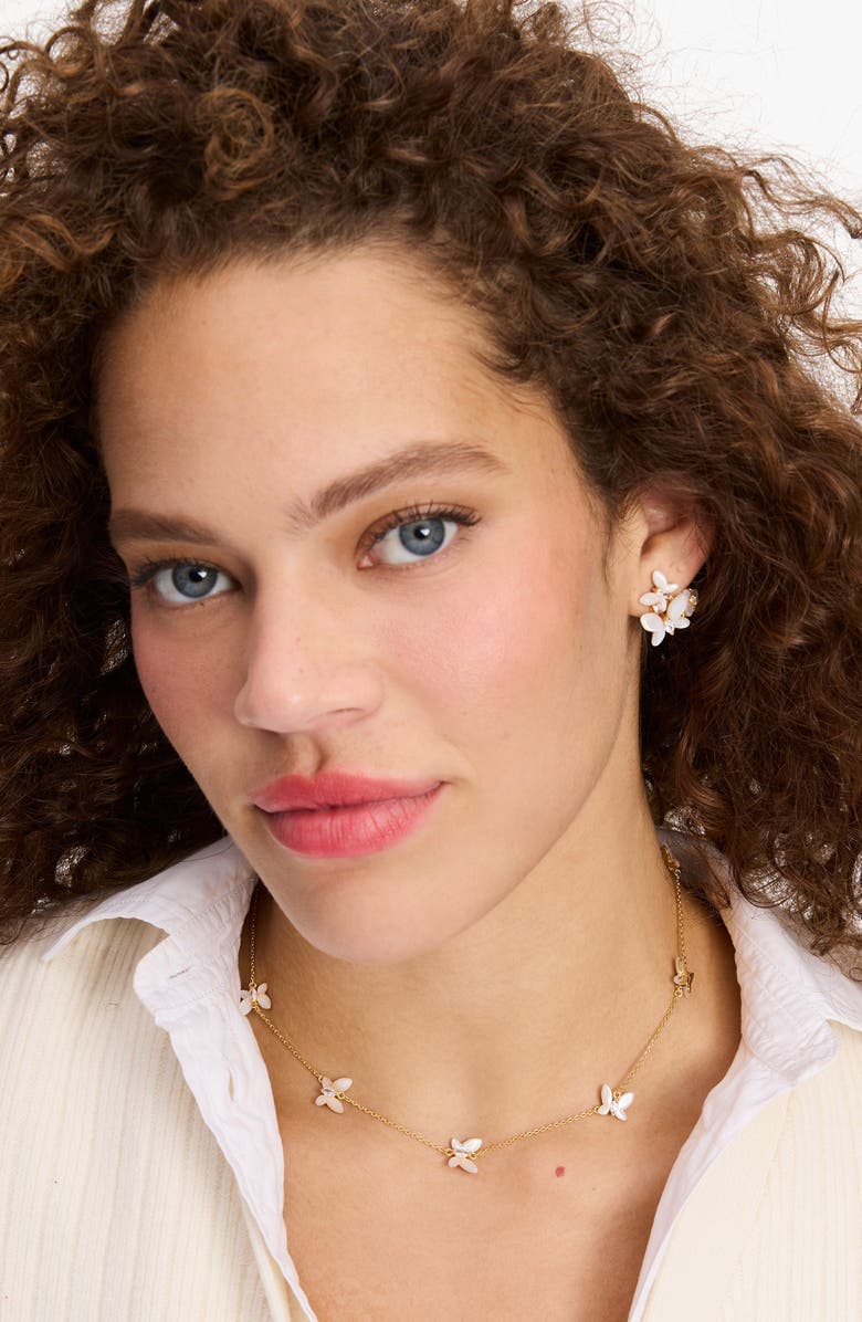 Kate Spade New York social butterfly delicate scatter necklace, Alternate, color,