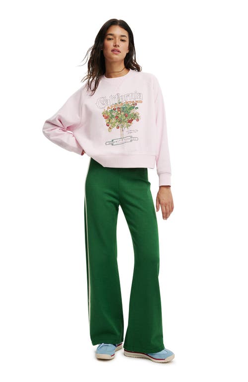 Shop Cotton On Classic Fleece Graphic Raglan Crew Sweatshirt In California Apple Stand