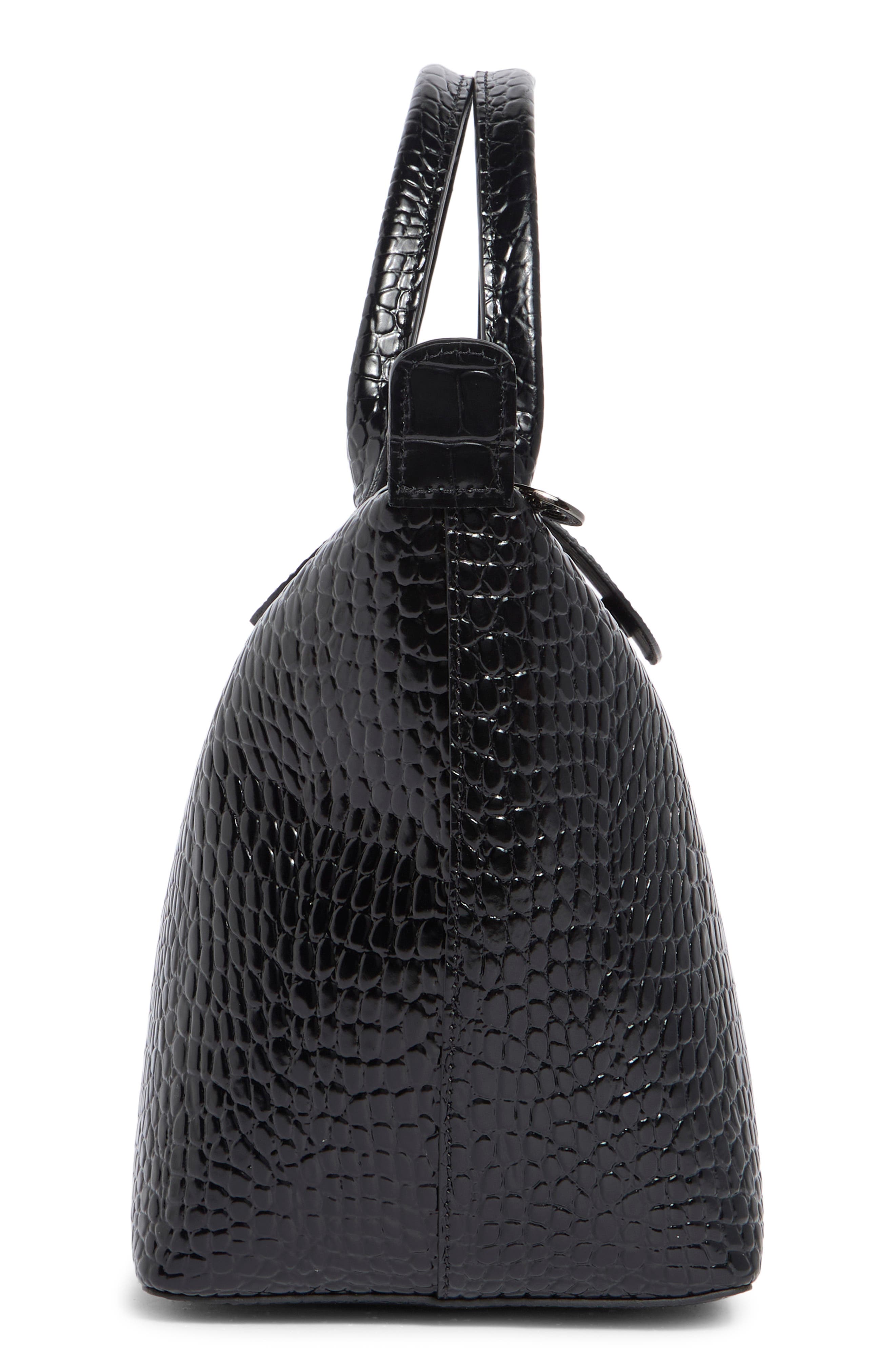 Longchamp Le Pliage Croc Embossed Tote, Alternate, color, Black