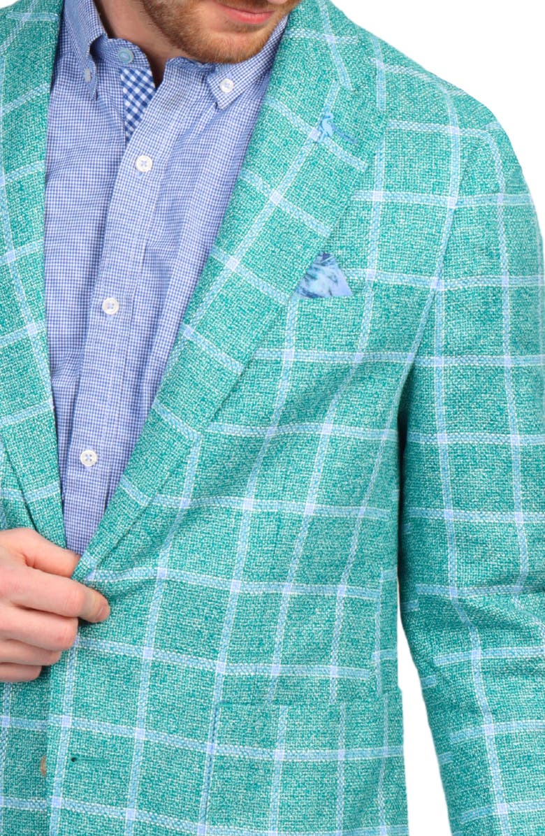 TailorByrd Textured Yarn Dye Windowpane Sport Coat, Alternate, color, Kelly Green