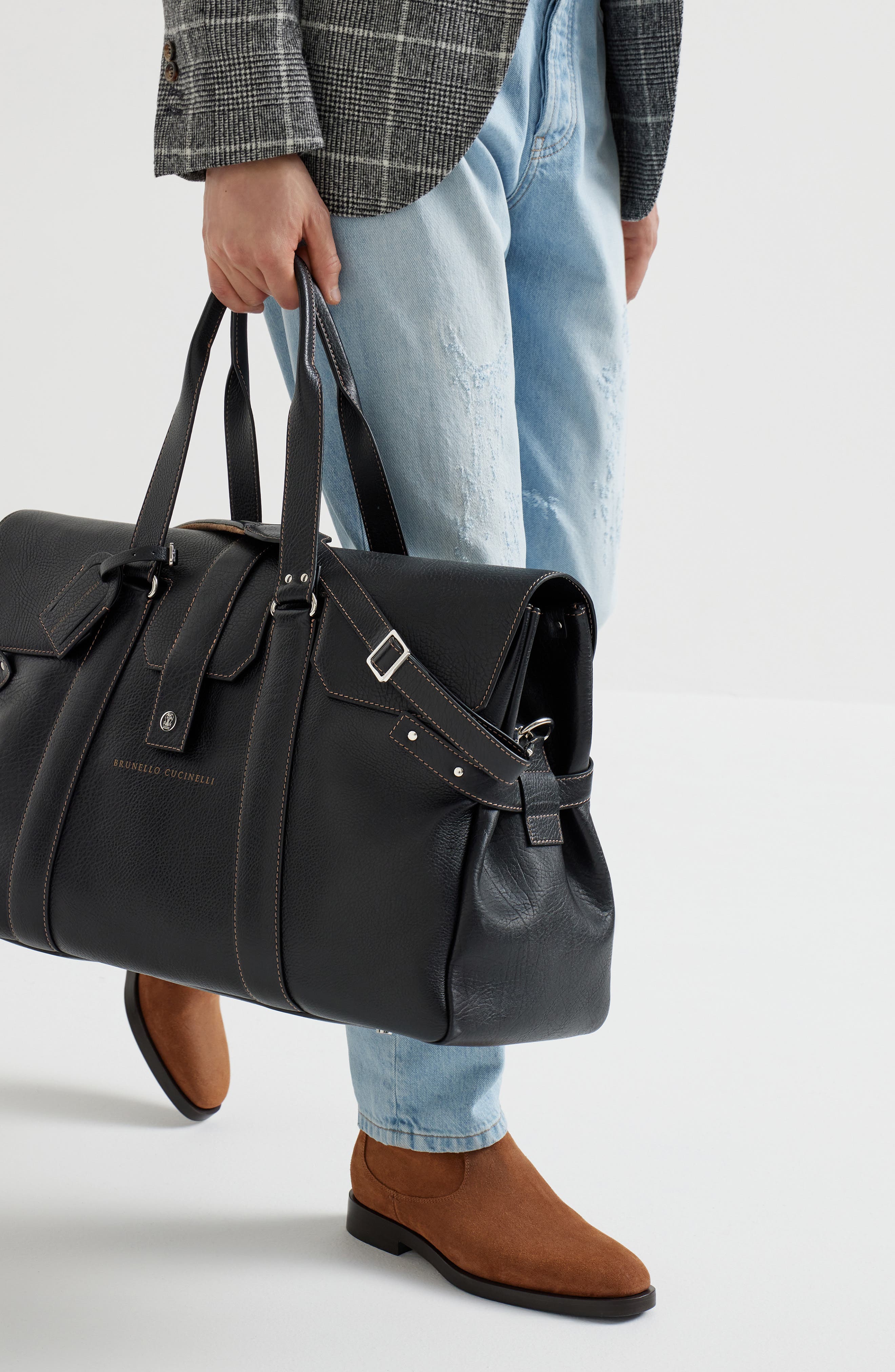 Brunello Cucinelli Weekender Country bag, Alternate, color, Black