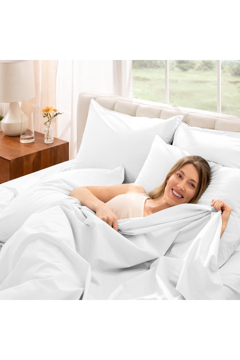 100% Organic Cotton Percale Cooling Sheet Set, Alternate, color, White