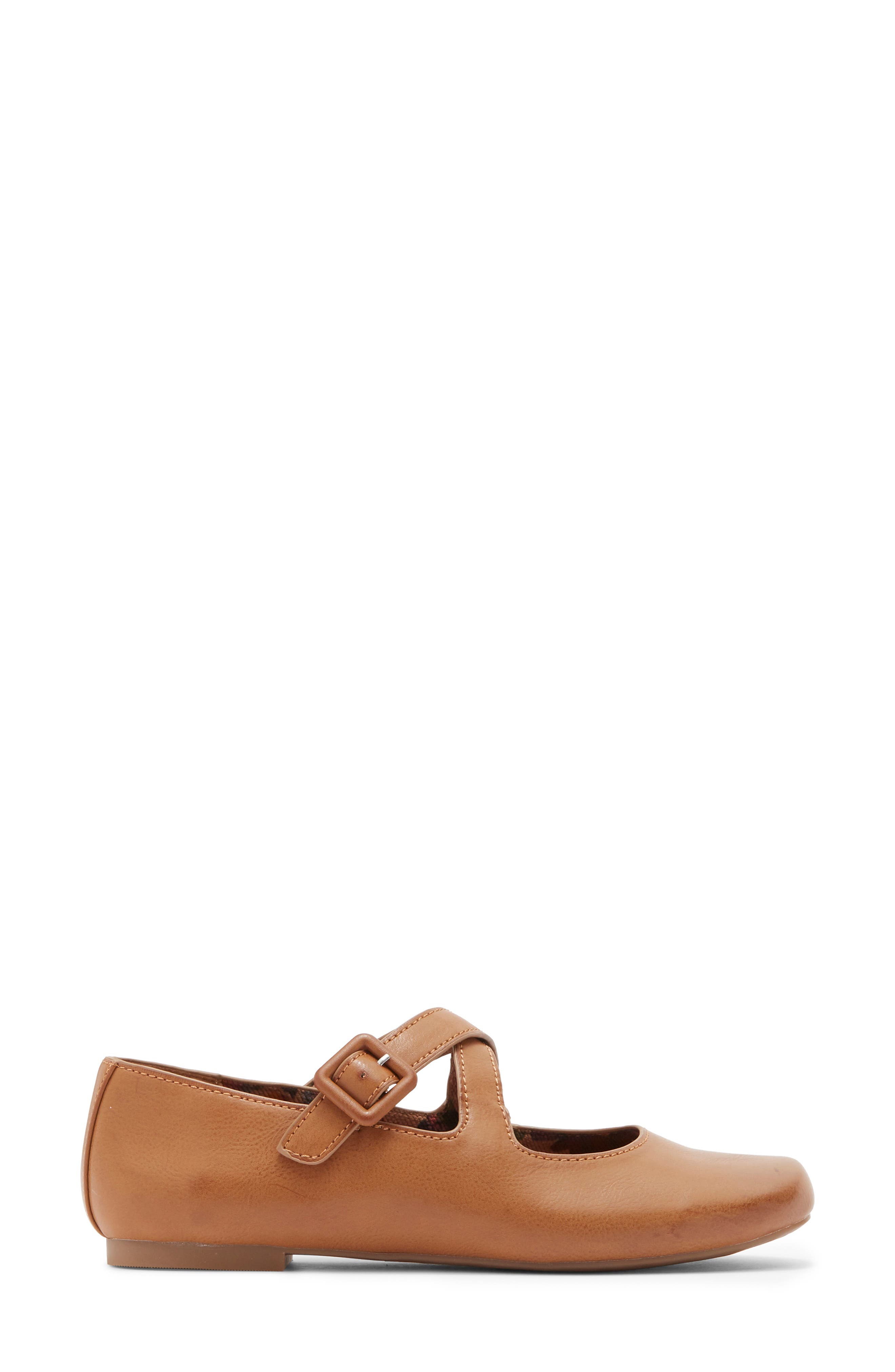 Paige Crossover Mary Jane Flat, Alternate, color, TAN