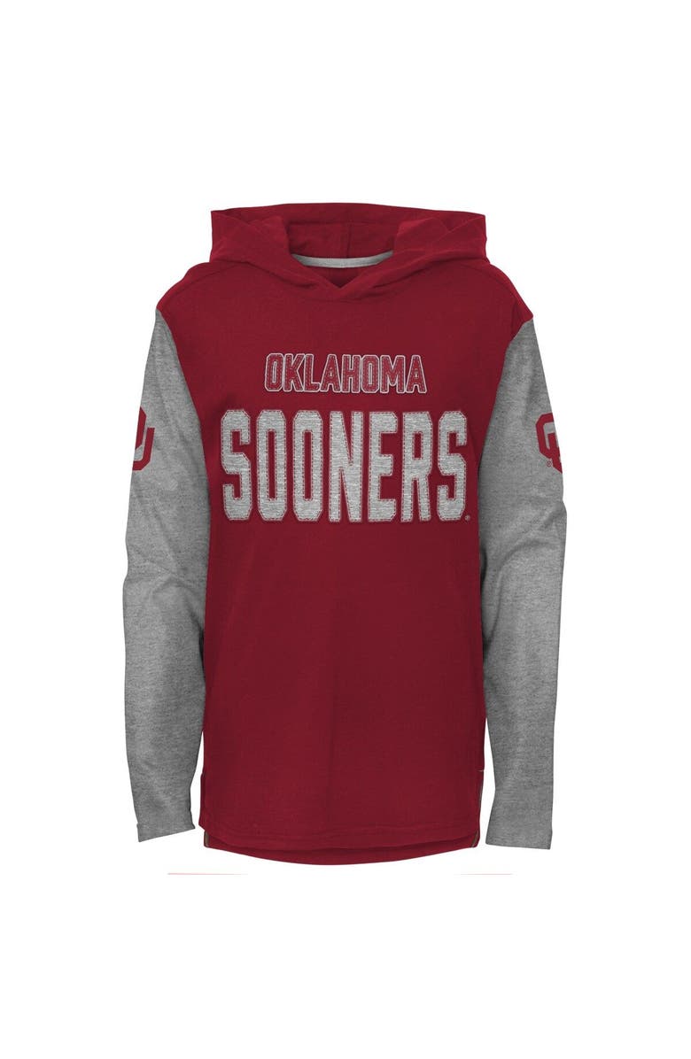 Outerstuff Youth Crimson Oklahoma Sooners Heritage Hoodie Long Sleeve T-Shirt, Alternate, color, 