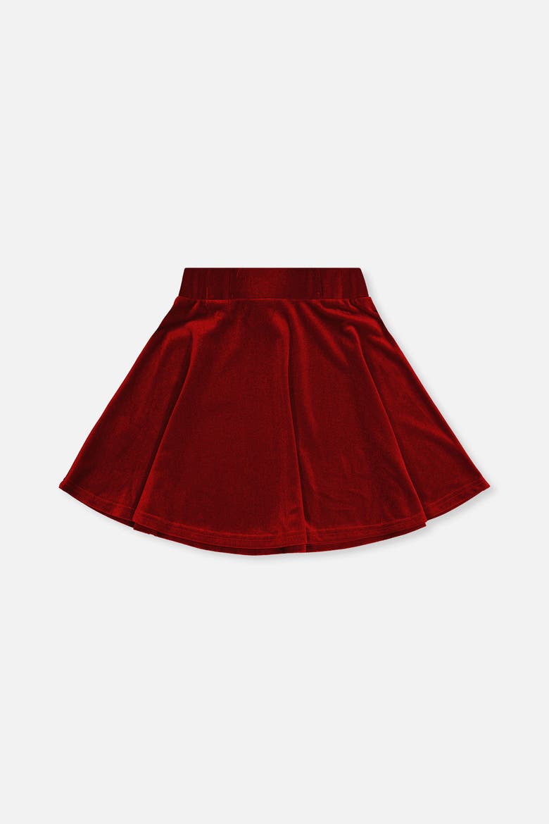 Velvet Elastic Waist Pleated Skirt, Alternate, color, Rouge