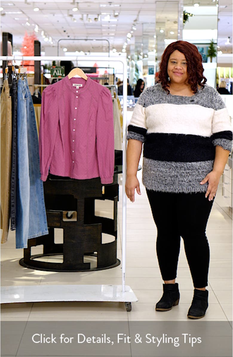 Rhea Long Sleeve Button Front Cotton Dobby Top, sales video thumbnail