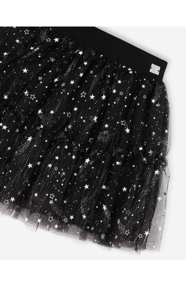 Deux par Deux Girl's Glittering Tulle Skirt Black, Alternate, color,