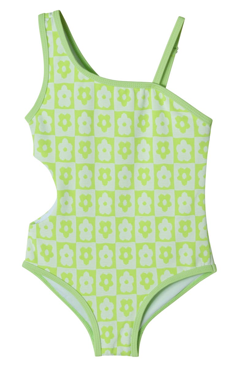 Andy & Evan Kids' Textured Cutout Floral One-Piece Swimsuit, Main, color,