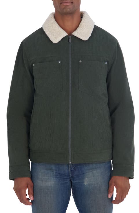 Faux Shearling Collar Corduroy Jacket