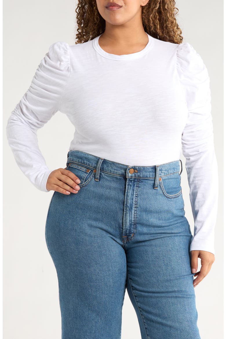 Long Puff Sleeve Top, Main, color, WHITE