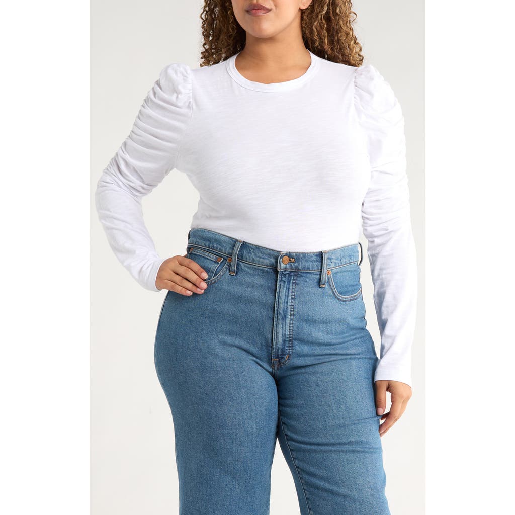 Renee C Long Puff Sleeve Top In White