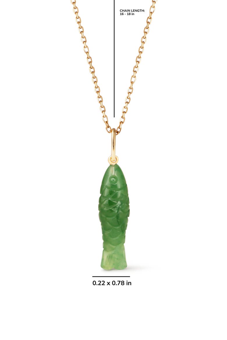 Solid Yellow Gold - Gemstone Fish Necklace, Alternate, color, Gold