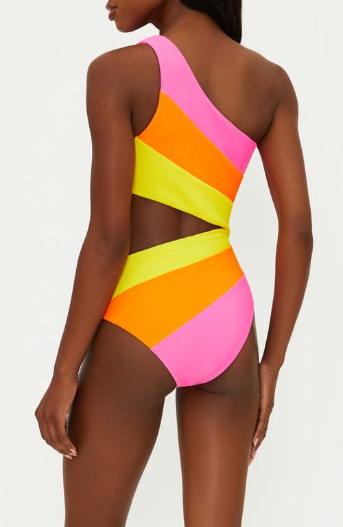 BEACH RIOT BEACH RIOT JOYCE STRIPE CUTOUT ONE-SHOULDER ONE-PIECE SWIMSUIT
