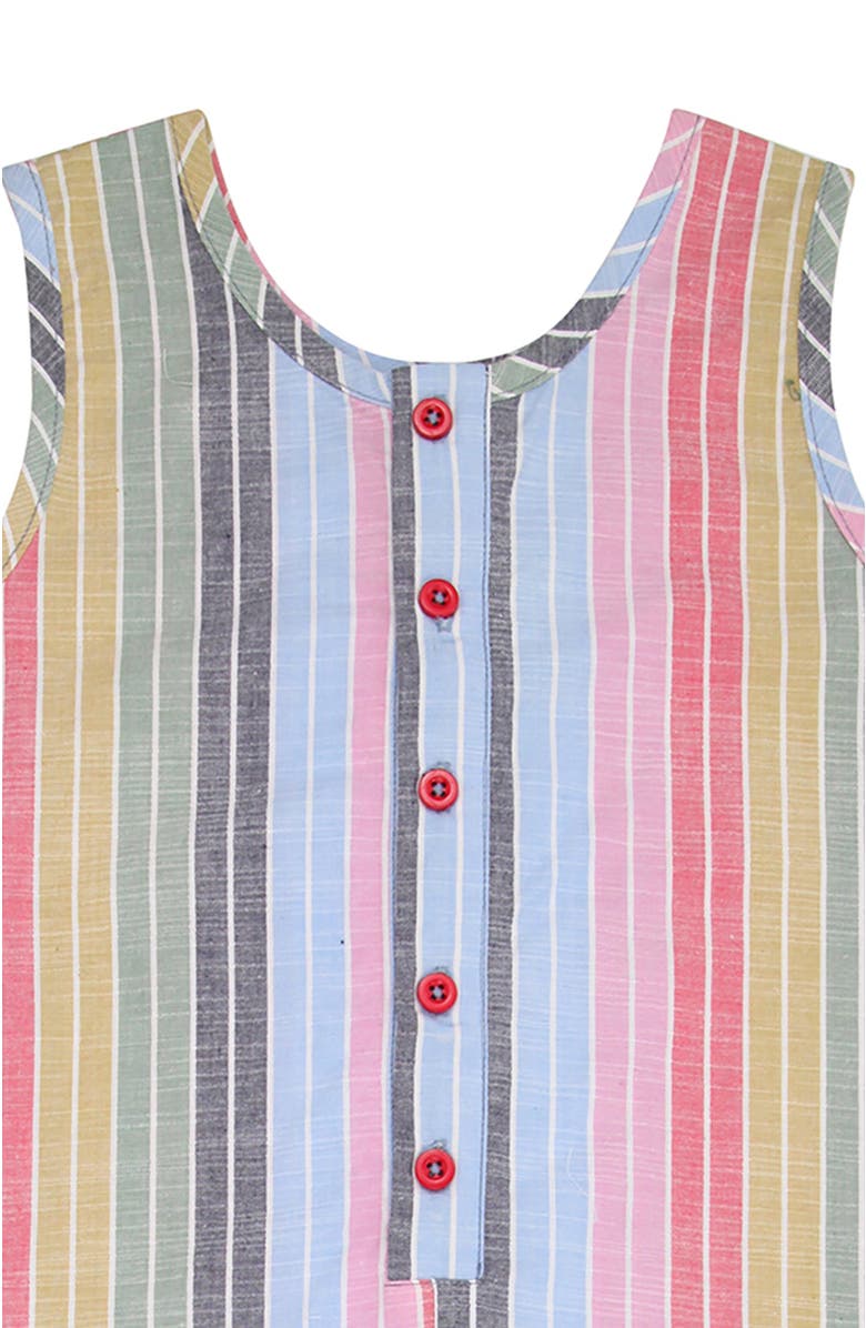 Lilly + Sid Organic Cotton rainbow printed jumpsuit with buttons, Alternate, color, Multi