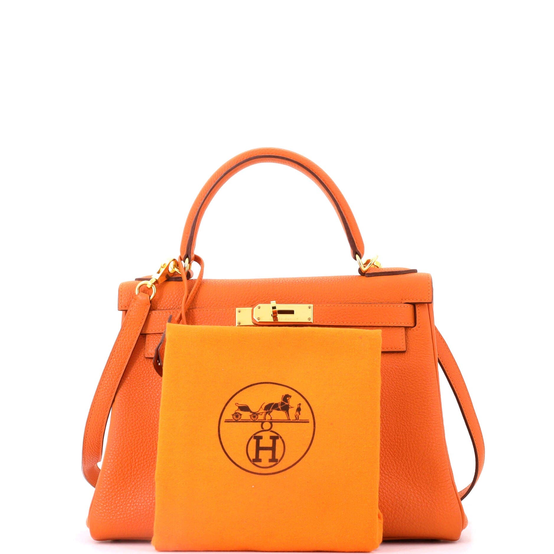 Pre-Owned Hermes Kelly Handbag Orange Togo with Gold Hardware 28, Alternate, color, Orange H