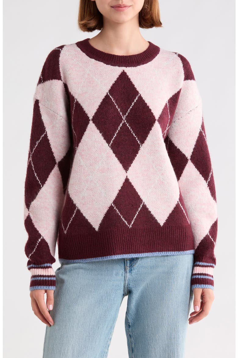 Crewneck Pullover Sweater, Main, color, FIG/ ROSE DUST HEATHE