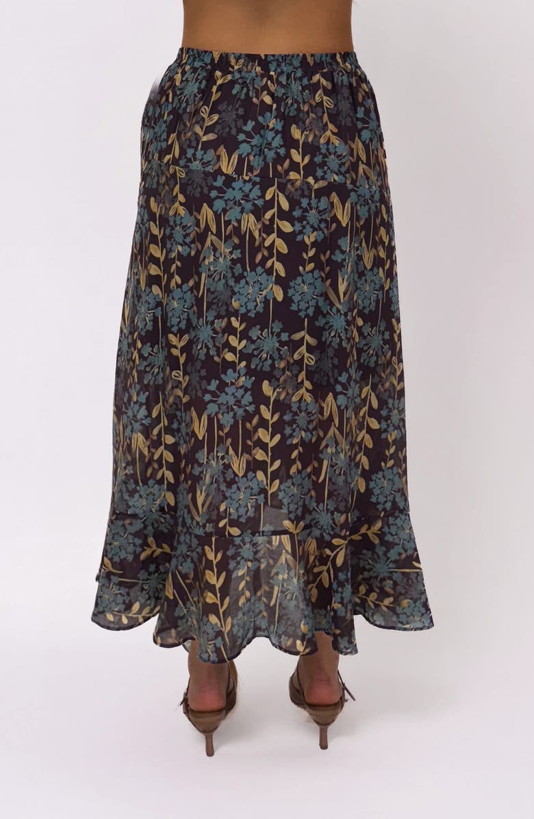 MELLODAY Organza Midi Skirt, Alternate, color, Burgundy Multi