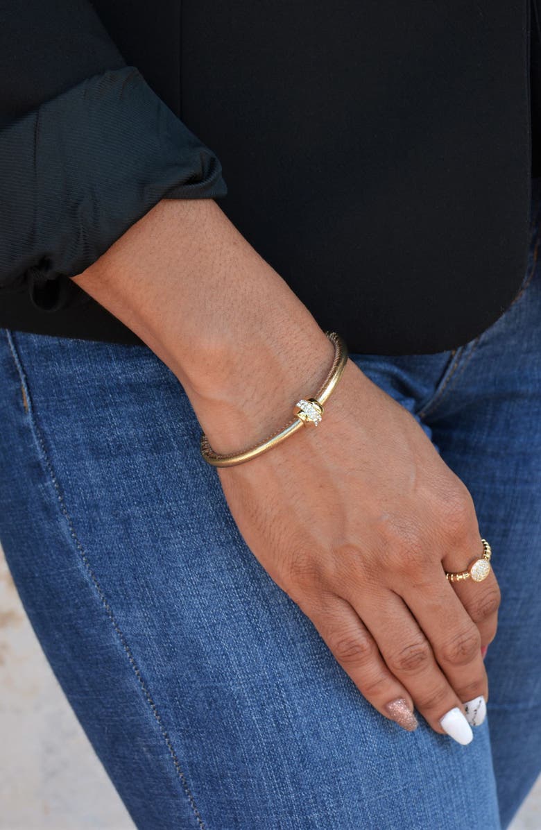 Liza Schwartz Good Karma CZ Pavé Leather Bracelet, Alternate, color, 