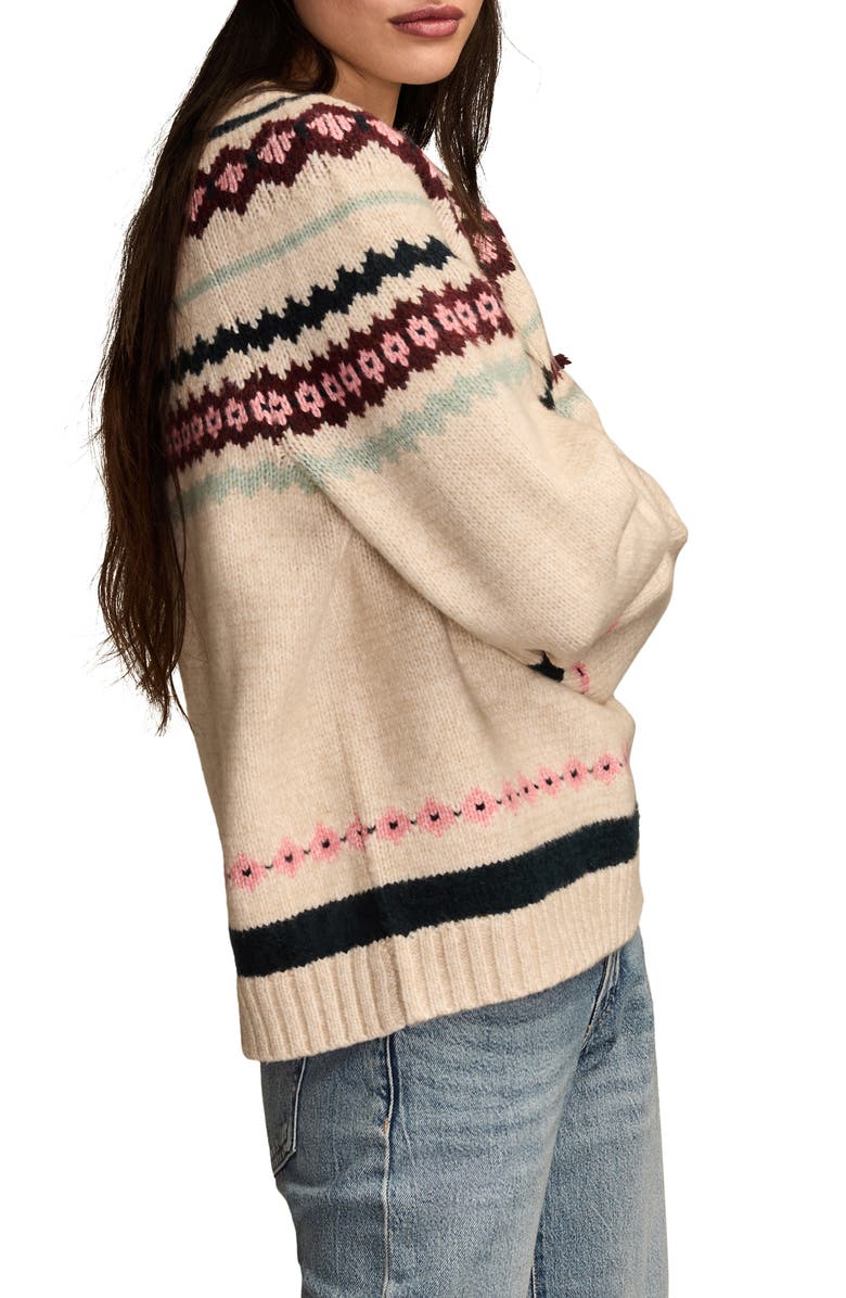 Lucky Brand Fair Isle Crewneck Sweater, Alternate, color, Oat Milk Beige
