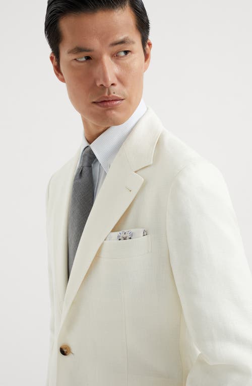 Brunello Cucinelli Graphic-print Finished-edge Pocket Square In Butter