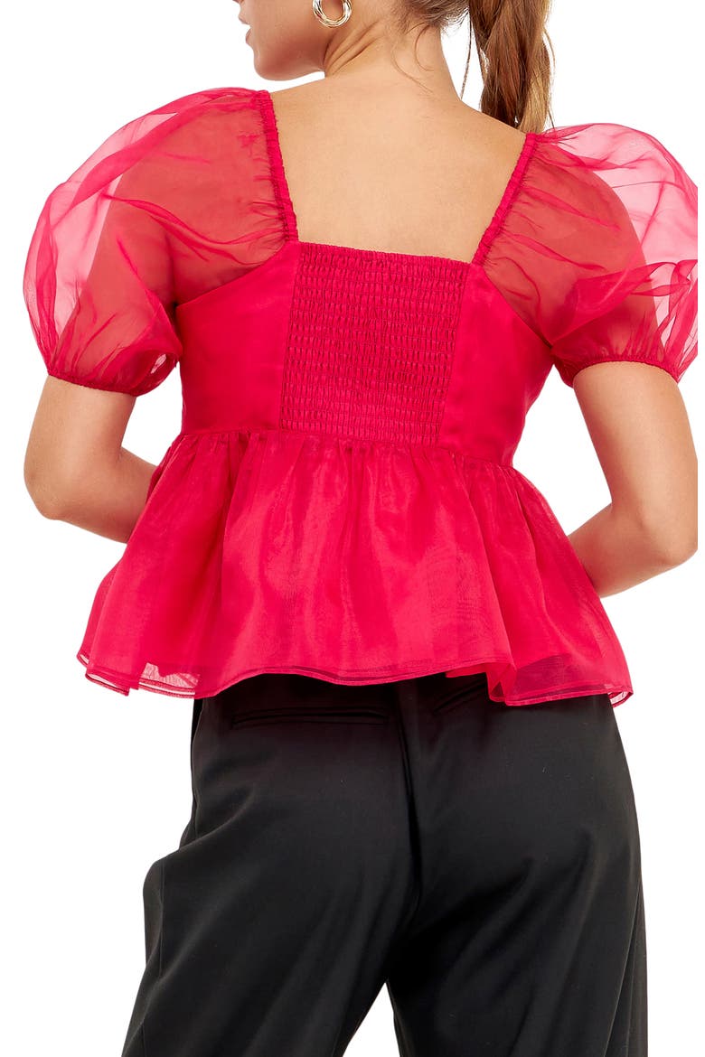 Organza Peplum Top, Alternate, color, BERRY