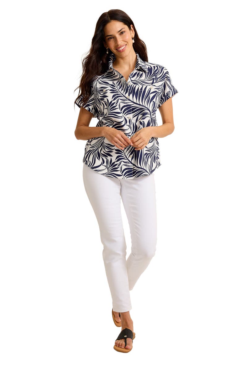 Tommy Bahama Leaf Print Twill Shirt, Alternate, color, Coconut